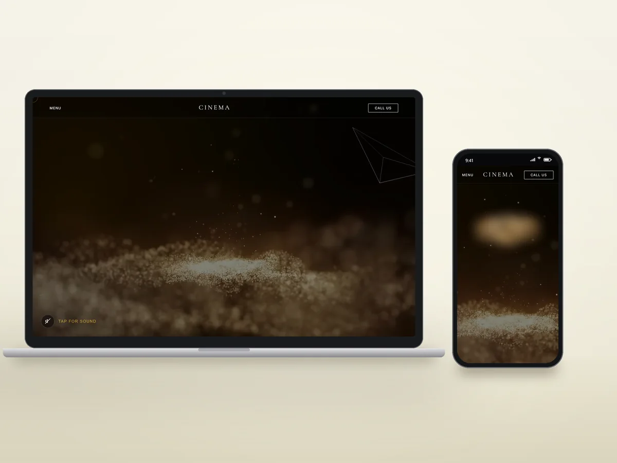 Cinematic scroll-animated landing page for a luxury watch brand, shown on a laptop and a phone