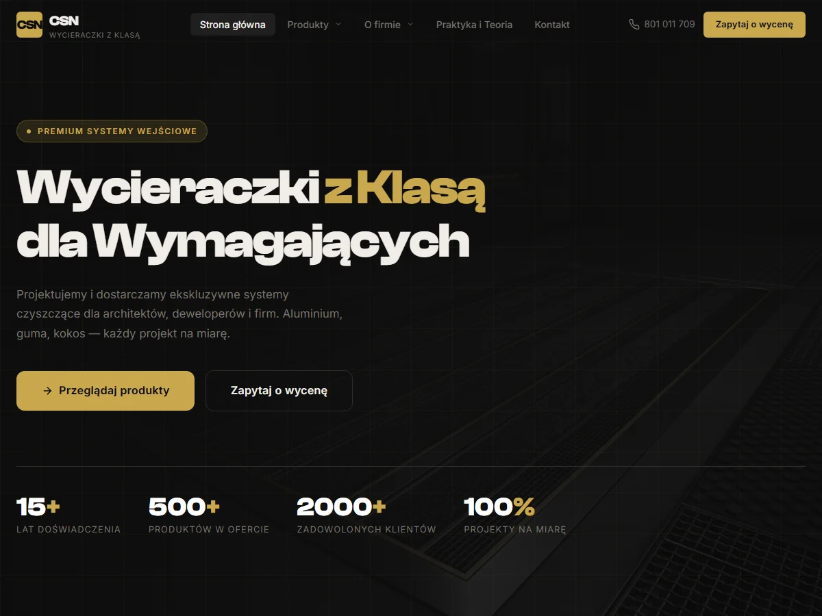 Premium entrance matting systems e-commerce website UX redesign