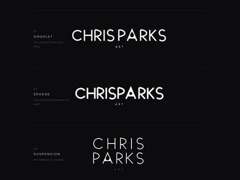 Chris Parks Art elegant negative-space wordmark directions