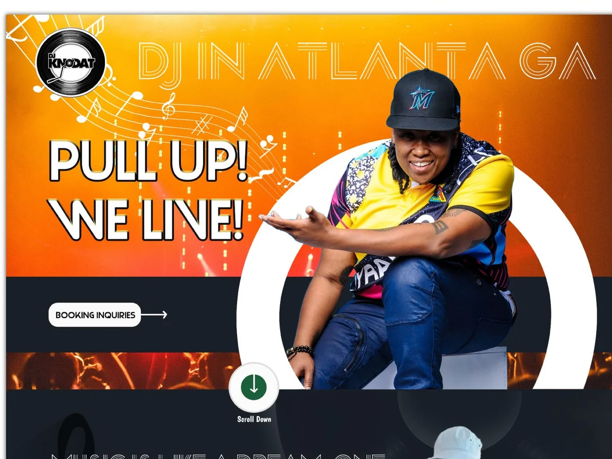One-page Wix website design for an Atlanta DJ, contest winning entry