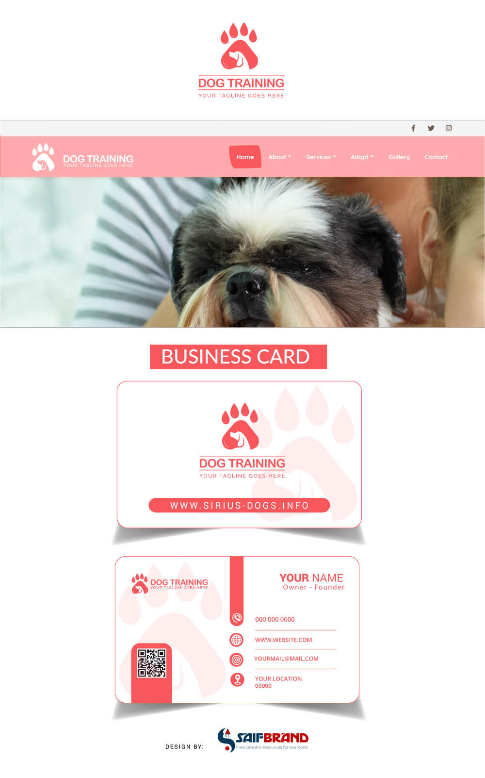 Dog-training-website-logo-Business-card-design-Free-Download